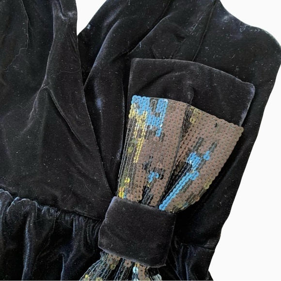Jill Stuart Velvet Sequined Bow Strapless Cocktail Mini Dress Black Size 6 - Picture 5 of 7